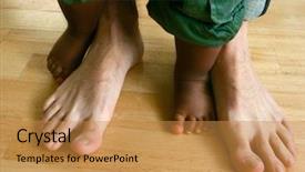  Presentation with pair - Amazing presentation theme having development moral values - two pair of feet belonging backdrop and a gold colored foreground