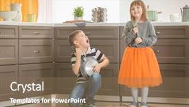  Presentation with festival music band hands playing - Cool new slide deck with development pan - cute little children playing backdrop and a coral colored foreground