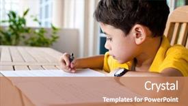  Presentation with homework - Beautiful presentation featuring development pan - young boy engross in his backdrop and a coral colored foreground