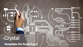  Presentation with human development - Audience pleasing slides consisting of little boy play with toy and build house isolated on white background backdrop and a light gray colored foreground