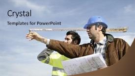  Presentation with foreman - Amazing PPT layouts having development plan - foreman and worker backdrop and a light blue colored foreground