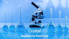  Presentation with research development - Presentation having development scientific glassware for chemical background and a  colored foreground
