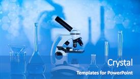  Presentation with research development - Cool new PPT theme with development scientific glassware for chemical backdrop and a teal colored foreground