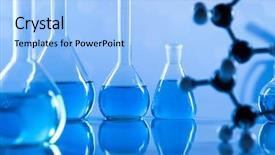  Presentation with research development - Cool new PPT theme with development scientific glassware for chemical backdrop and a  colored foreground