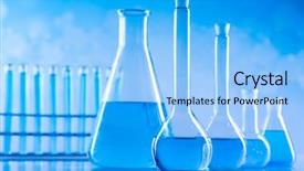  Presentation with research development - Audience pleasing slides consisting of development scientific glassware for chemical backdrop and a  colored foreground