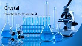  Presentation with research development - Cool new slides with development scientific glassware for chemical backdrop and a  colored foreground