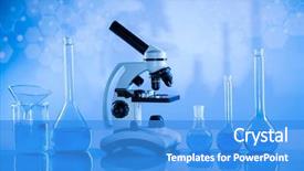  Presentation with research development - Amazing PPT layouts having development scientific glassware for chemical backdrop and a teal colored foreground