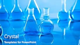  Presentation with research development - Slides with development scientific glassware for chemical background and a teal colored foreground