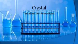  Presentation with research development - Beautiful presentation theme featuring development scientific glassware for chemical backdrop and a light blue colored foreground