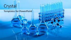  Presentation with research development - Slides featuring development scientific glassware for chemical background and a arctic colored foreground