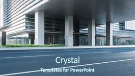  Presentation with shanghai - Slides featuring development transportations - empty road with modern buildings background and a  colored foreground