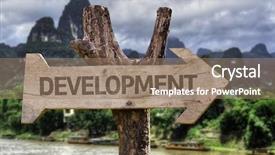  Presentation with rural development - Theme featuring development wooden sign background and a coral colored foreground