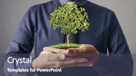  Presentation with hand holding plant - Colorful slide deck enhanced with developpement - man holding plant backdrop and a  colored foreground