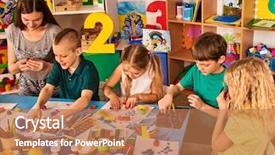  Presentation with art craft - Cool new PPT theme with develops creative abilities of children backdrop and a coral colored foreground
