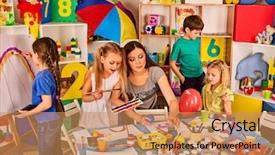  Presentation with art craft - Beautiful PPT theme featuring develops creative abilities of children backdrop and a coral colored foreground