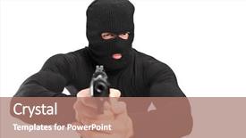  Presentation with charging gun man hands charging - Cool new slides with deviant - man with a mask holding backdrop and a coral colored foreground