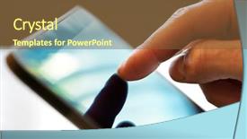  Presentation with finger - Theme consisting of device communication - finger pointing to the screen background and a tawny brown colored foreground