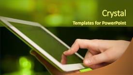  Presentation with hand touching finger digital - Amazing presentation having device communication - hand touching tablet pc backdrop and a tawny brown colored foreground