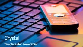  Presentation with phone - Colorful slides enhanced with device communication - modern mobile phone on laptop backdrop and a ocean colored foreground