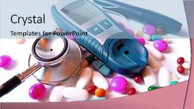  Presentation with blood - Presentation theme consisting of device for measuring blood sugar background and a light blue colored foreground