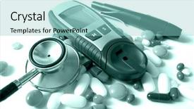  Presentation with blood - Colorful theme enhanced with device for measuring blood sugar backdrop and a light blue colored foreground