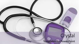  Presentation with blood - Theme featuring device for measuring blood sugar background and a coral colored foreground