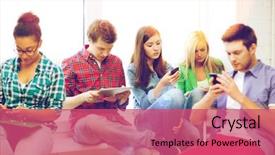  Presentation with internet - PPT layouts consisting of computer devices - education and internet concept background and a coral colored foreground