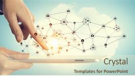  Presentation with connecting people - Beautiful presentation theme featuring devices connecting people mixed media backdrop and a  colored foreground