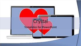  Presentation with electronic circuits and devices - Slide set with devices with heart on screen background and a  colored foreground