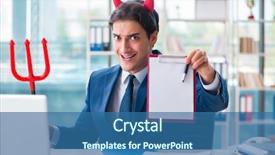  Presentation with devil - Amazing theme having devil angry businessman backdrop and a ocean colored foreground