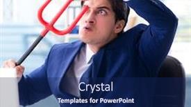  Presentation with devil - Cool new presentation theme with devil-angry-businessman backdrop and a navy blue colored foreground