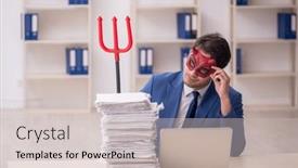  Presentation with devil - Slides consisting of devil-businessman-and-too-much background and a soft green colored foreground