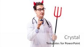  Presentation with devil - PPT layouts with devil doctor in funny medical concept isolated on white backgrou background and a white colored foreground
