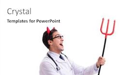  Presentation with medical concept - Slides enhanced with devil doctor in funny medical concept isolated on white backgrou background and a white colored foreground