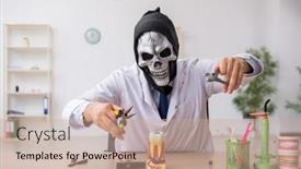  Presentation with devil - Colorful PPT theme enhanced with devil-doctor-stomatologist-working backdrop and a coral colored foreground