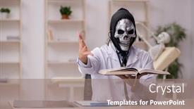  Presentation with devil - Colorful presentation theme enhanced with devil-doctor-working backdrop and a coral colored foreground