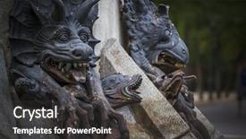  Presentation with monsters - Presentation theme consisting of grim reaper - devil figure bronze sculpture background and a dark gray colored foreground