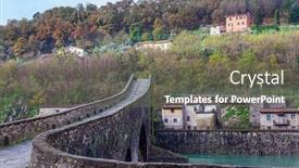  Presentation with winter river - PPT theme consisting of devil-s-bridge-over background and a gray colored foreground