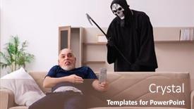  Presentation with old man - Cool new presentation theme with devil-visting-old-dying-man backdrop and a coral colored foreground