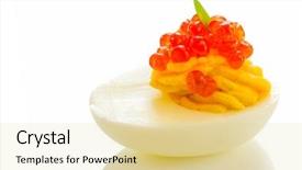  Presentation with caviar - Presentation theme having deviled egg with red caviar background and a blonde colored foreground
