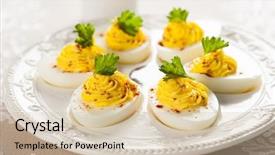  Presentation with easter - PPT theme enhanced with deviled eggs with paprika for easter background and a soft green colored foreground