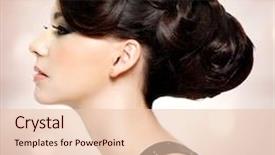  Presentation with indian woman bridal face - Theme having devops - face of beautiful woman background and a  colored foreground