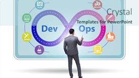  Presentation with devops - Theme with devops-software-development-it-concept background and a sky blue colored foreground
