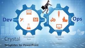  Presentation with devops - Colorful theme enhanced with devops-software-development-it-concept backdrop and a light blue colored foreground