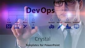  Presentation with devops - Amazing presentation theme having devops-software-development-it-concept backdrop and a light blue colored foreground