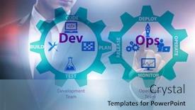  Presentation with devops - Slide deck consisting of devops-software-development-it-concept background and a light blue colored foreground