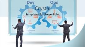  Presentation with devops - Presentation theme having devops-software-development-it-concept background and a light blue colored foreground