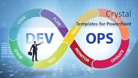  Presentation with devops - Slides with devops-software-development-it-concept background and a light blue colored foreground