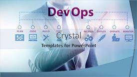 Presentation with devops - Amazing PPT layouts having devops-software-development-it-concept backdrop and a light blue colored foreground