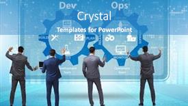  Presentation with devops - Theme having devops-software-development-it-concept background and a teal colored foreground